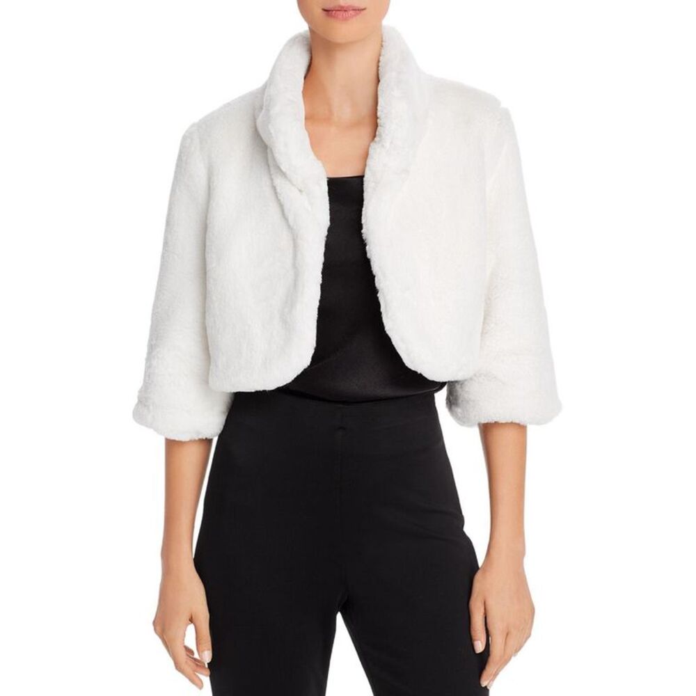 Laundry by Shelli Segal Women's Short Faux Fur Open Front Shrug NWT